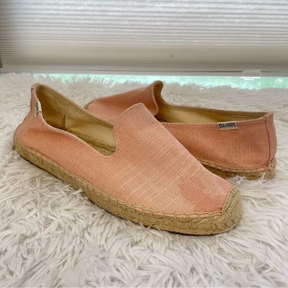 SOLUDOS Smoking Slipper Platform Espadrille‎ Shoes In Dusty Rose Canvas Size 9 - Picture 1 of 6